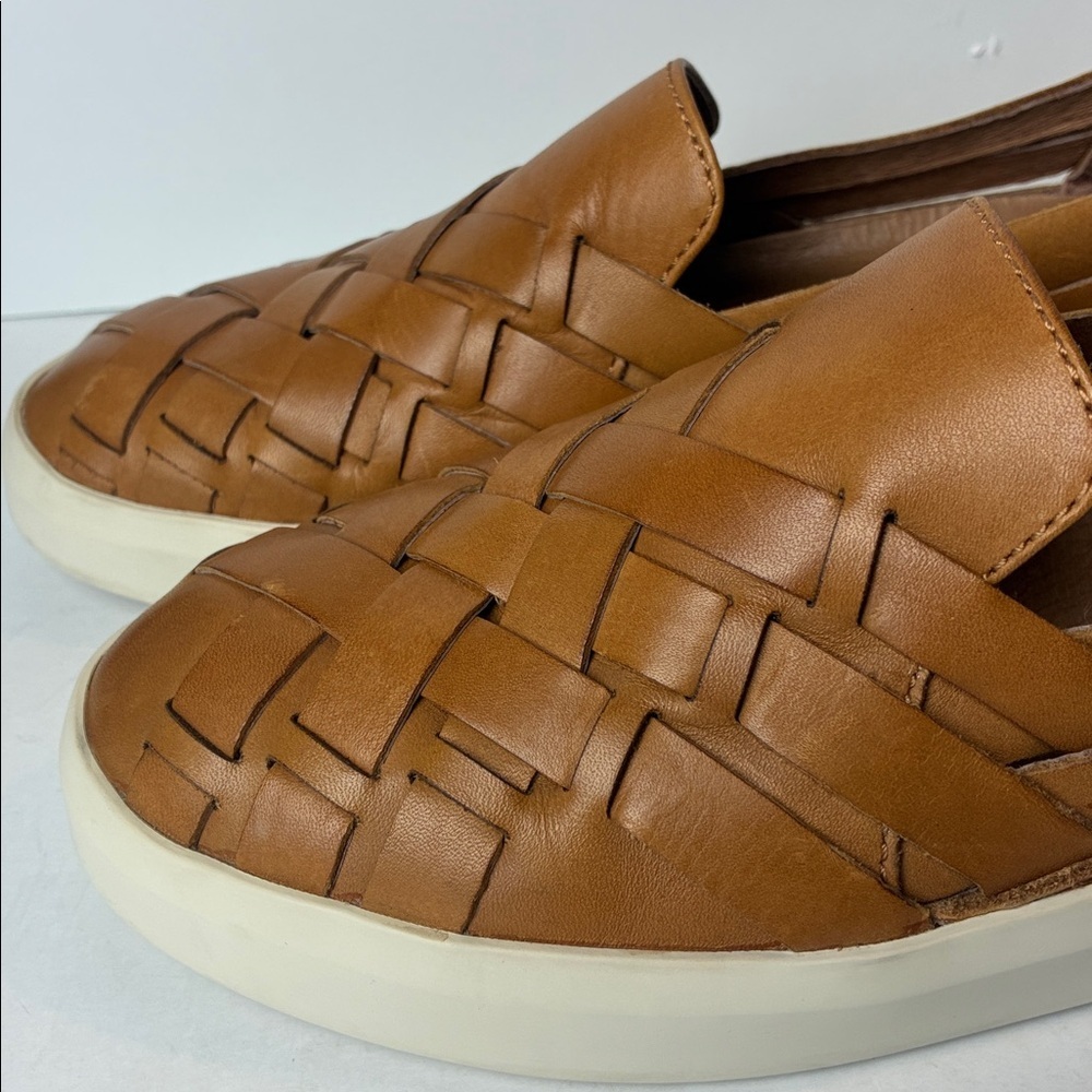 Frye Brea Huarache Woven Sneaker Slip On Loafer Tan Leather Weave Women Sz 7.5 - Picture 6 of 16